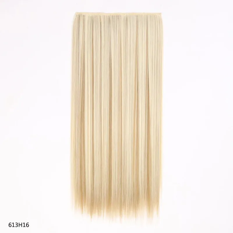 Hairpiece 5-Clips One Piece Clip-In Hair Extension Long Straight Hair Voluminous Natural Soft Synthetic Hair for Women Daily Use