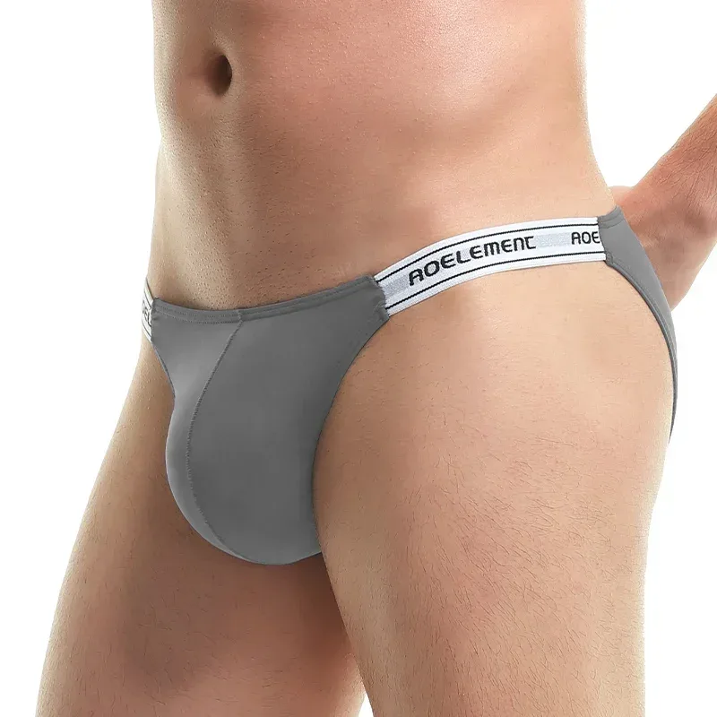 Men's Underwear Solid Color Elastic Tight Sexy Low Waist Ice Silk High Fork Thong Fitness Sports Comfortable Triangle Shorts — image 5