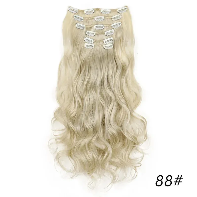 Synthetic Long Curly 16 Clips Hair Extension Heat Resistant Fiber Black Brown Hairpiece for Women Cosplay Wig Halloween Wig Part — image 28