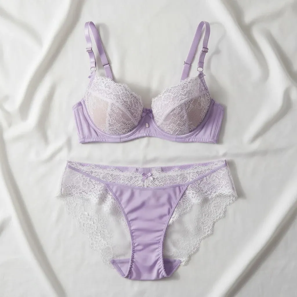 Women Sexy Lace Bra Set Elegant Ladies Lingerie Thin See Through Hollow Out Underwear Daily Bra and Panty Set — image 2
