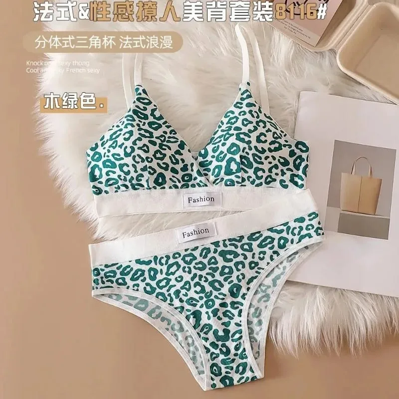 Summer New Women's Leopard Print Traceless and Steel Rim Bra Adjustable Shoulder Strap Back Women's Underwear Set — image 10