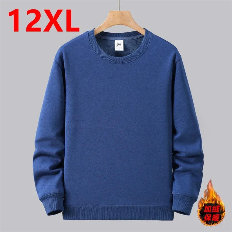 Large Size Men's Sweatshirt Crewneck Pullover Male Extra Big Plus 7XL 10XL 12XL Autumn Winter Fleece Lined Casual Clothing Loose — image 25
