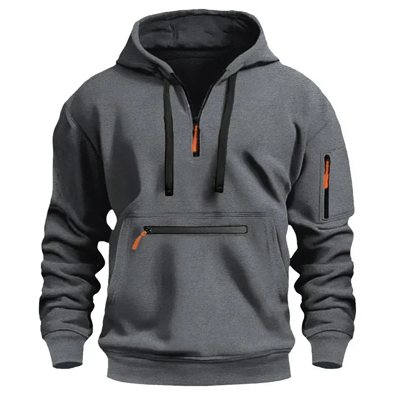 2025 New Men's Hoodies Winter Hooded Shirt Wear Fleece Multi Pocket Fashion Tops Hoody Loose Oversized Pullover Man Clothing — image 5