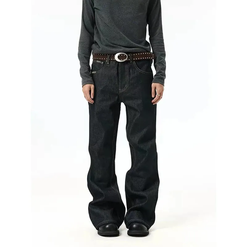 American Retro Distressed Washed Man's Jeans Solid Color Versatile Full Length Straight-leg Pants 2026 Summer New — image 3