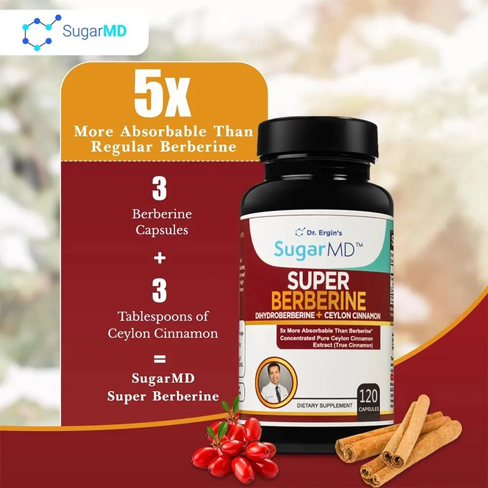 SugarMD 5X Super Berberine Supplement – 250mg GlucoVantage Dihydroberberine with 4000mg Ceylon Cinnamon for Weight Management — image 2