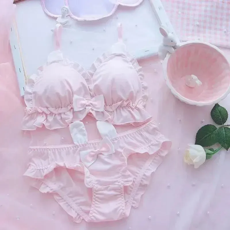 Little White Rabbit Ears Girls Underwear Japanese Girls Pure Desire Small Chest Thin Bra Without Underwire