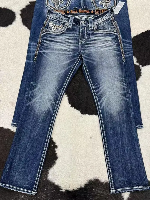 Washed Old Design High Street Loose Straight Wide-leg Slightly Pulled Jeans Clothing Cargo Men's Trousers Purple Brand for Men — image 2