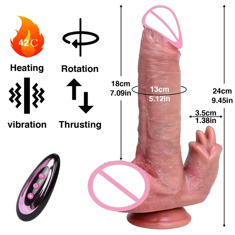 Realistic Dildo Telescopic Vibrator Silicone Penis Masturbation for Women Thrusting Dick Adult Heating Remote Control Sex Toys