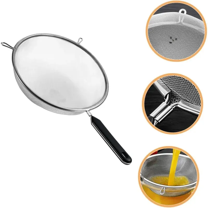 Premium Fine Mesh Strainer for Your Festive Kitchen - Versatile 6.3 Inch Stainless Steel Sieve for Fruits Broths and Baking Prep — image 1