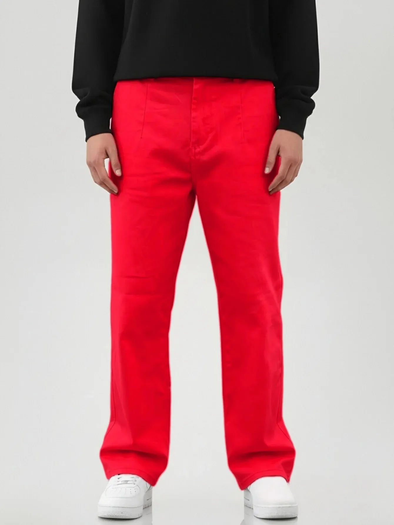 Men's Stretch Waist Pants Basic and Versatile Design Business Classic Style Red Loose Straight Pants — image 1