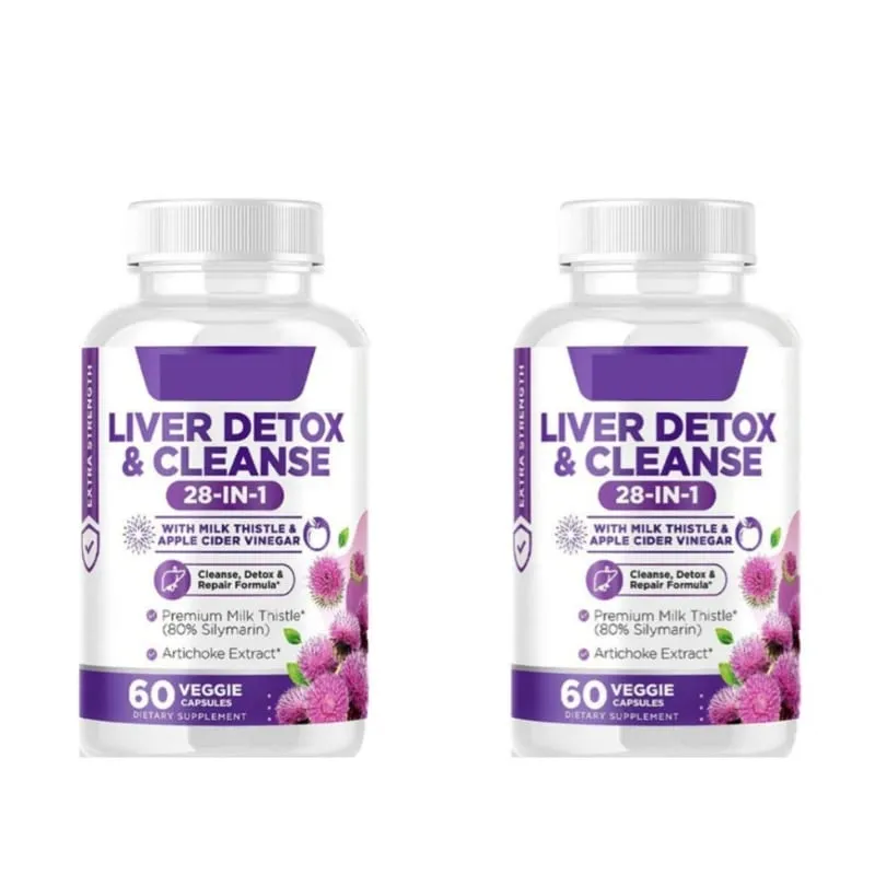 Mjölktistel 80 % Silymarin Kronärtskocka Äppelcidervinäger 28-i-1 Detox Rengör leverhjälp Formel Leverhälsotillskott Support — image 8