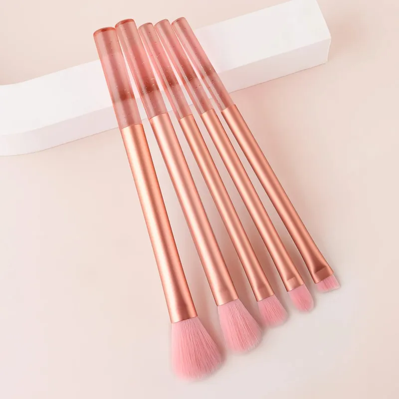 5Pcs Transparent Glitter Rod Cosmetic Brushes Multi-function Blush Powder Eyeshadow Brow Makeup Applicators — image 9