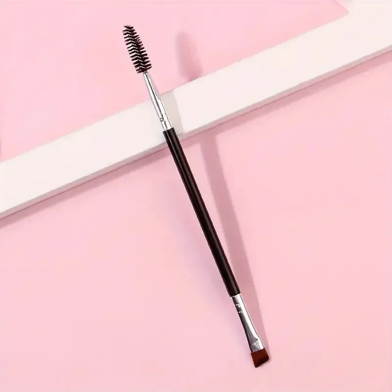 New 2-in-1 Large Double Eyebrow and Eyeliner Brush - Bevel Eyebrow Powder Spiral Blend and Flat Eye Black Applicator