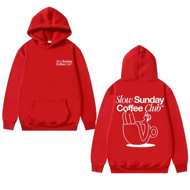 Unissex lento domingo café clube moletom com capuz engraçado meme vintage casual streetwear moletom, várias cores disponíveis