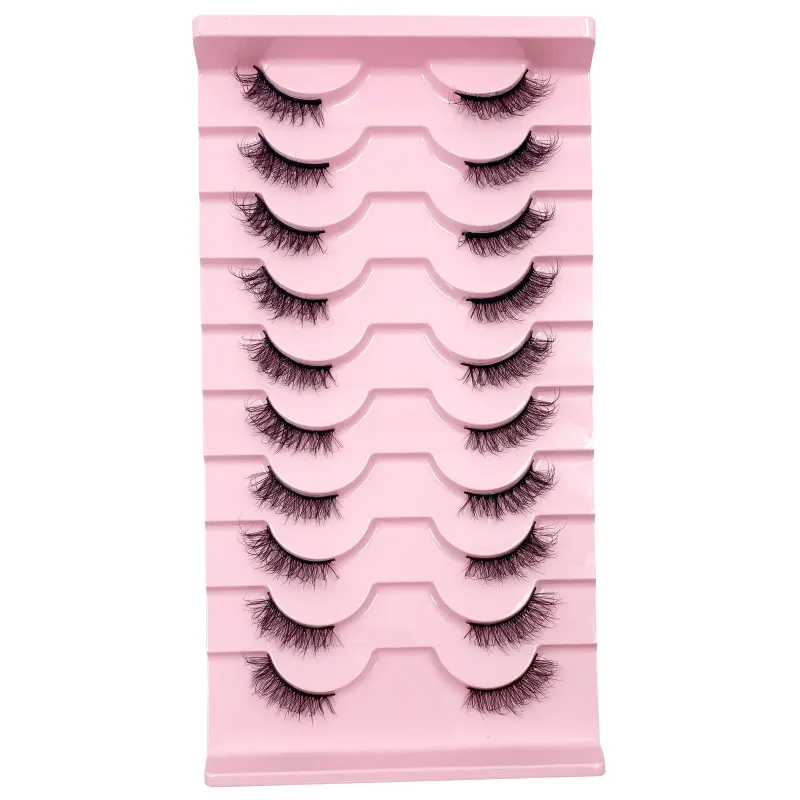 3D Cat Eye Lashes Half Eyelashes 10Pairs Half Lashes Natural Clear Stem False Eyelash Extension Makeup Faux Cils maquiag — image 14