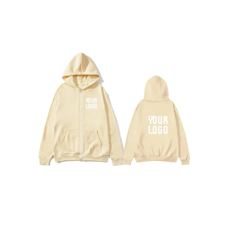Solid Color Zipper Hoodie | Customizable Text Pattern Jacket | Unisex Team Customization — image 14