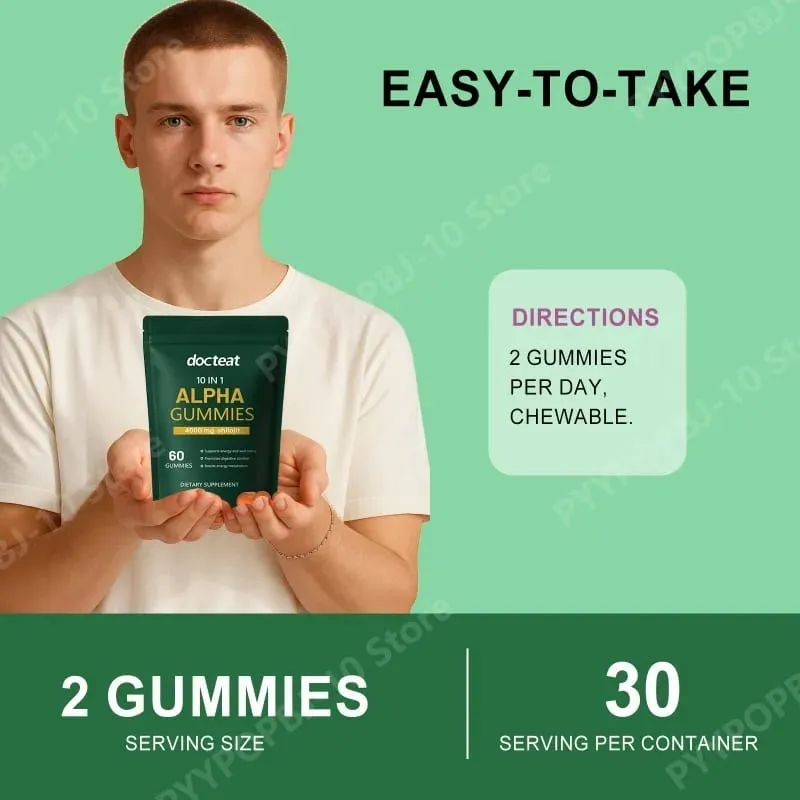 Gomas Shilajit 10 em 1 4000 mg com extrato de raiz de Ashwagandha 60 gomas Suplemento de bem-estar e suporte energético para adultos — image 3