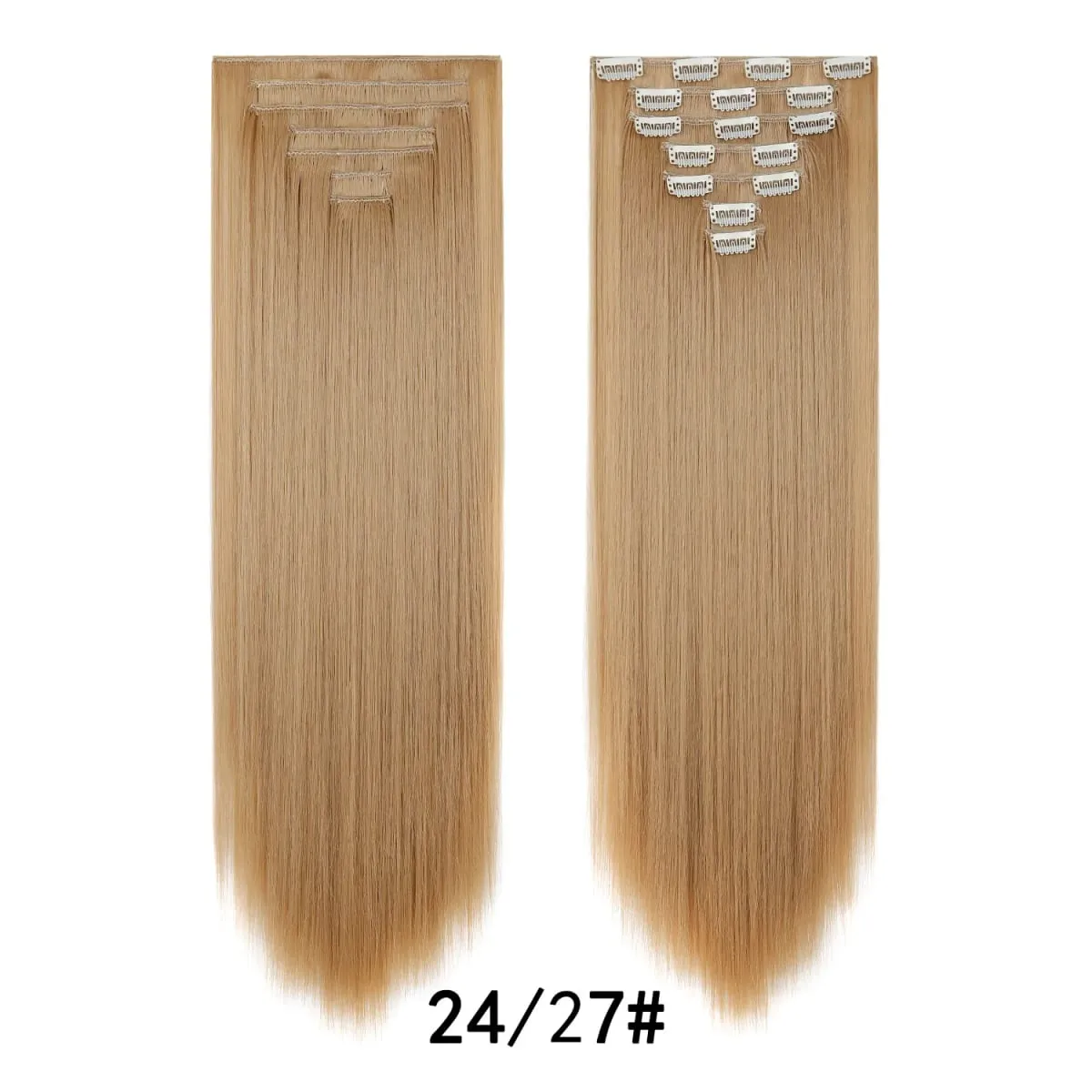 24 Inch Clip-in Hair Extensions 7 Pcs Long Straight Synthetic Hair Extensions Invisible Clip-ins Hairpieces for Women Daily