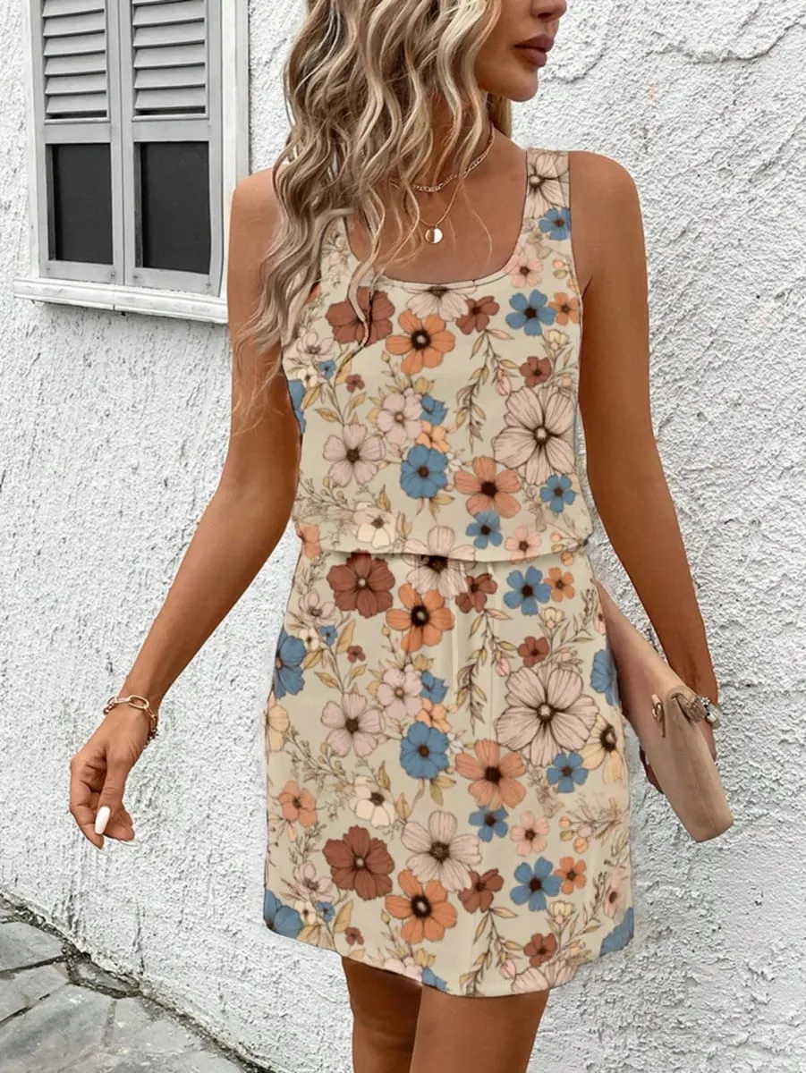 Women's Casual Retro Floral Print Sleeveless Tank Dress — image 2