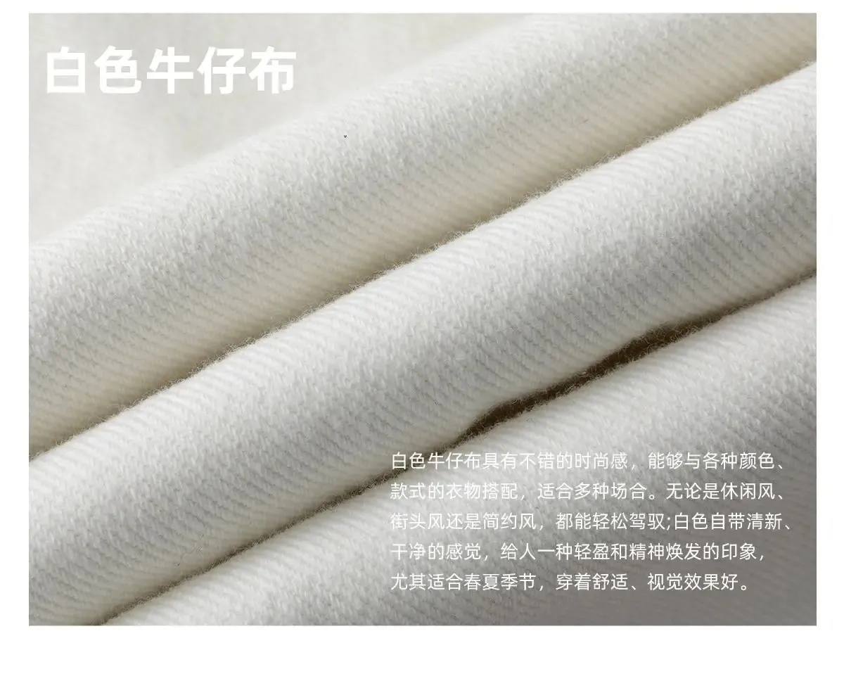 100% Cotton White Jeans Classic Embroidered Straight Loose Korean Retro High Street Y2K Casual Wide Leg Pants for Men and Women — image 9