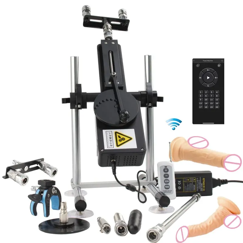 70W Automatic Telescopic SEX Machine 3-9cm Adjustable Stroke Metal & Dildo Attachments Adult Personal for Couples Men Women