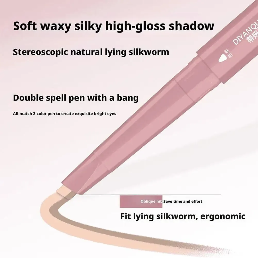 2 In 1 Double Ended Lying Silkworm Pen Two-tone Natural Under Eye Highlighter & Shadow Stick For Korean Makeup — image 3