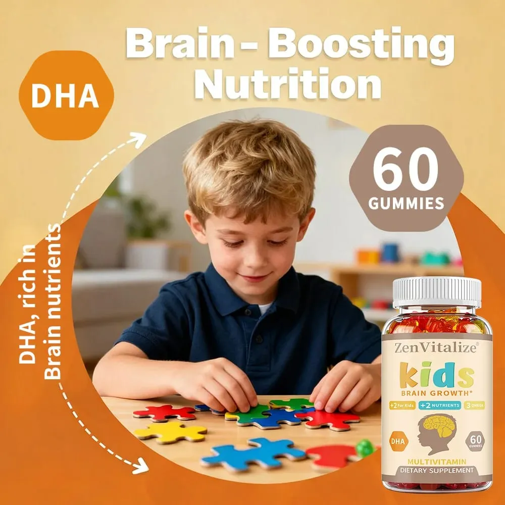 Kids Brain Development Gummies - with Omega 3 DHA Promotes Children's Brain Health Memory & Immune — image 2