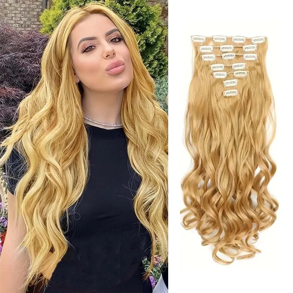 7pcs/set 22inch Elegant Wavy Clip-In Hair for Instant Volume & Everyday Glamour Suitable For All Women Synthetic Extension — image 20