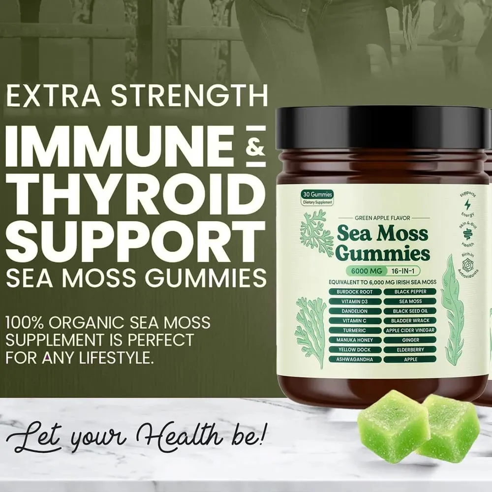 Sea Moss Gummies 16-in-1 with Black Seed Oil Ashwagandha Irish Seamoss Gummies Boosts Immune Support Wellness and Digestion — image 4