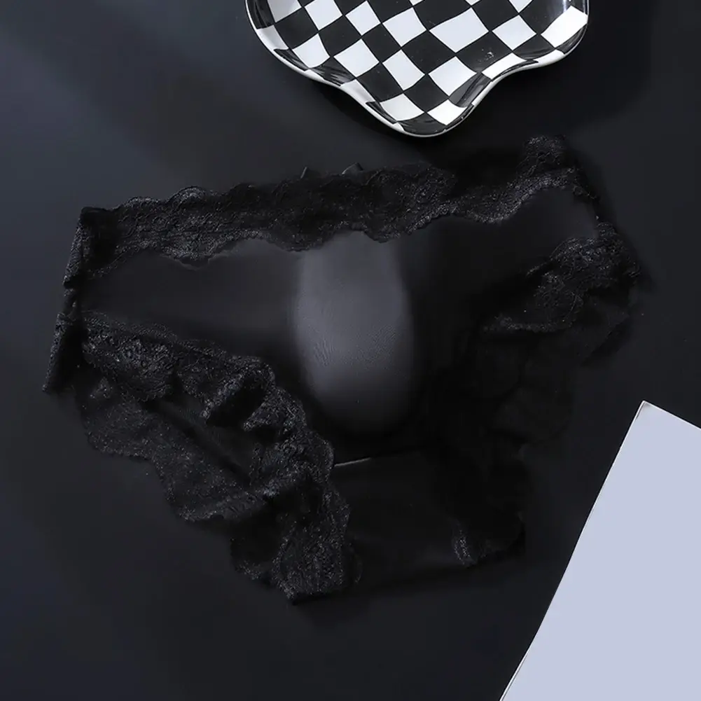 Sexy masculino muito quente lingerielace cuecas de seda gelo acessórios sexy roupa interior quente sissy 3d bulge bolsa biquíni alta calcinha elástica — image 6
