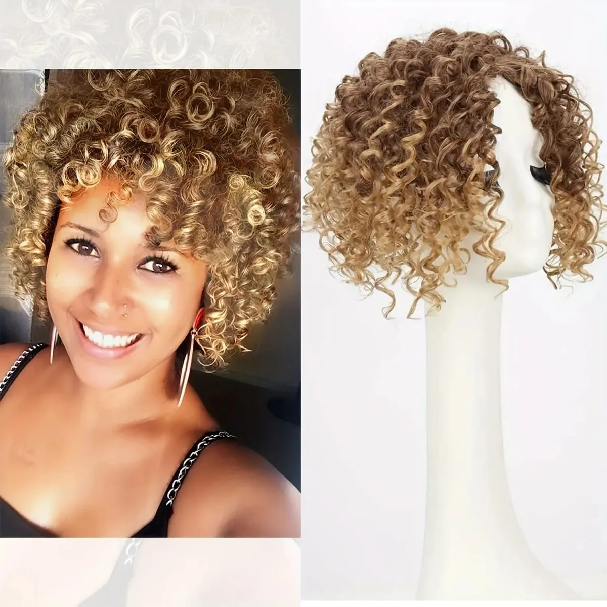 8inch Fluffy Natural Afro Kinky Curly Short Hair Toppers Hairpieces Clip-on Synthetic Hair Pieces for Women with Thinning Hair — image 10