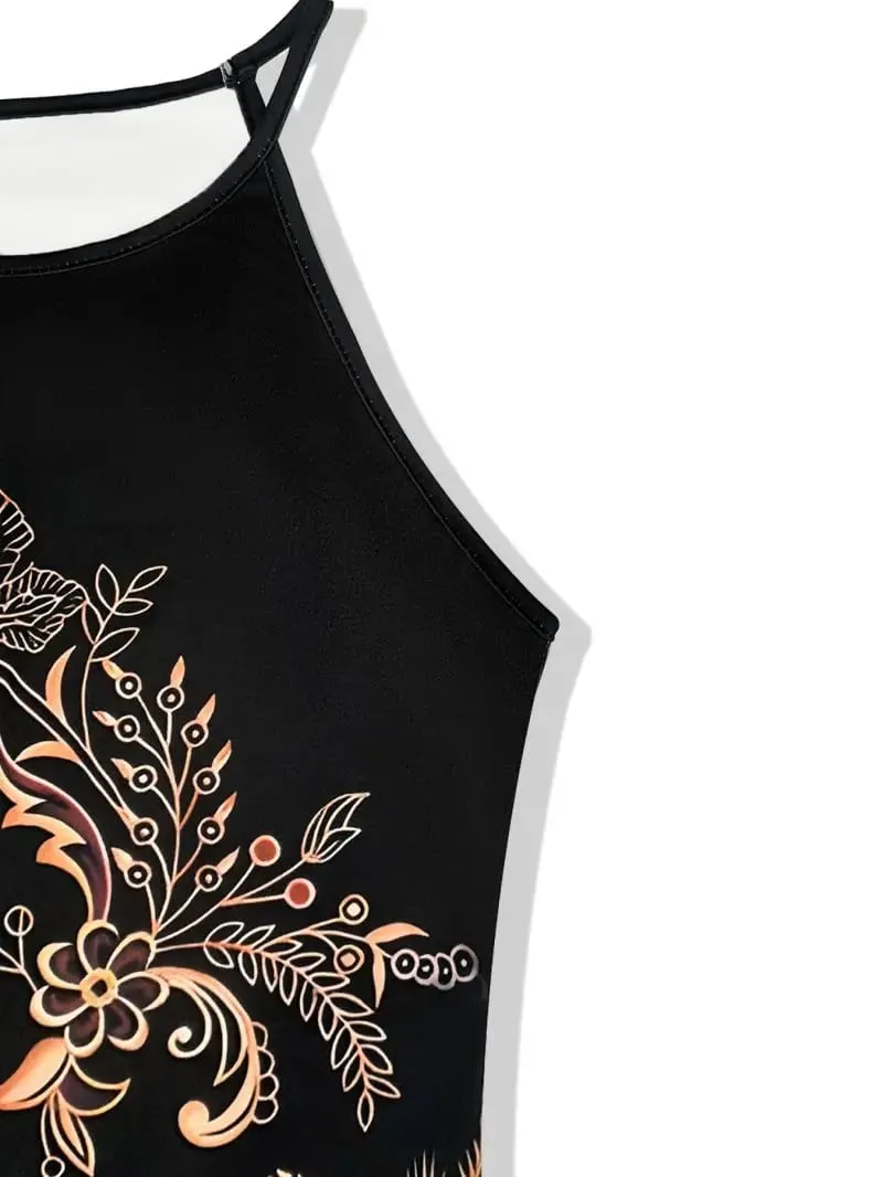 Women's Sleeveless Hanging Neck Short Dress Loose Silhouette Travel Vacation Style Casual Maxi Dress for Summer — image 6