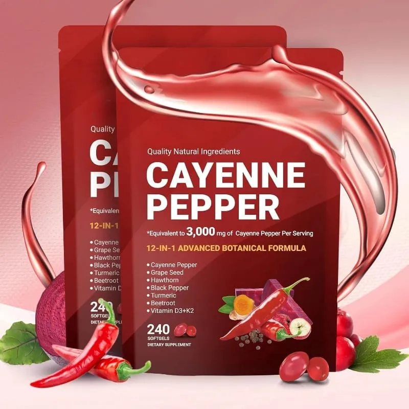 Cayennepeber softgels med druekerner Rødbede Gurkemeje Vitaminer D3 K2 E Urtetilskud — image 9