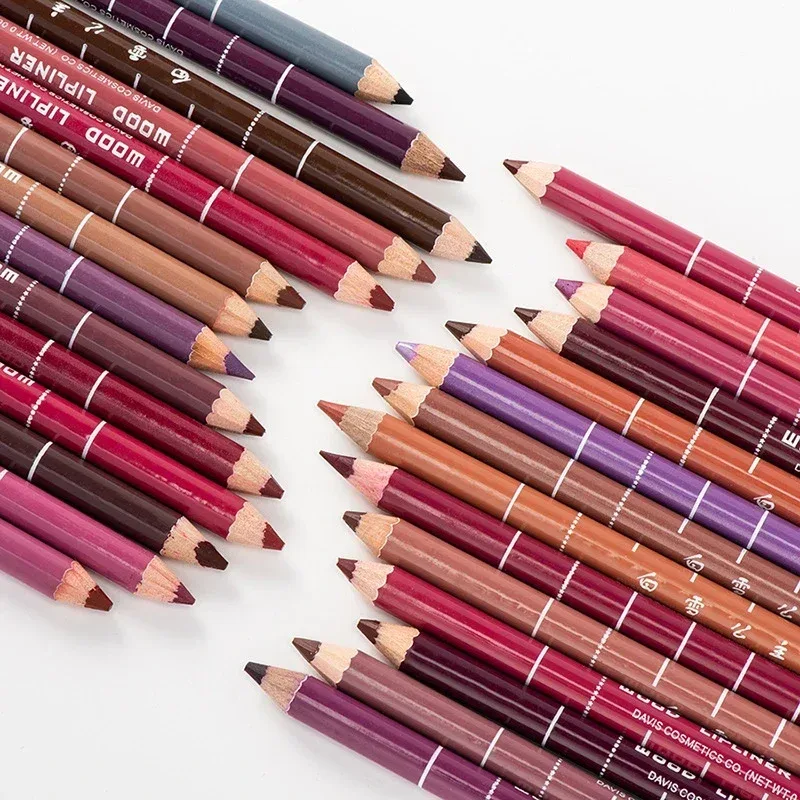 Delineador labial antiincrustante profissional, 28 cores, caneta de batom profissional, à prova d'água, lápis de contorno labial, maquiagem duradoura, delineador cremoso
