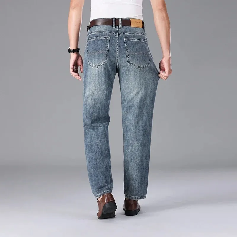 2026 Summer High Quality Brand Cloth Business Casual Men's Lightweight Straight Loose Jeans Classic Retro Thin Cotton Trousers — image 3