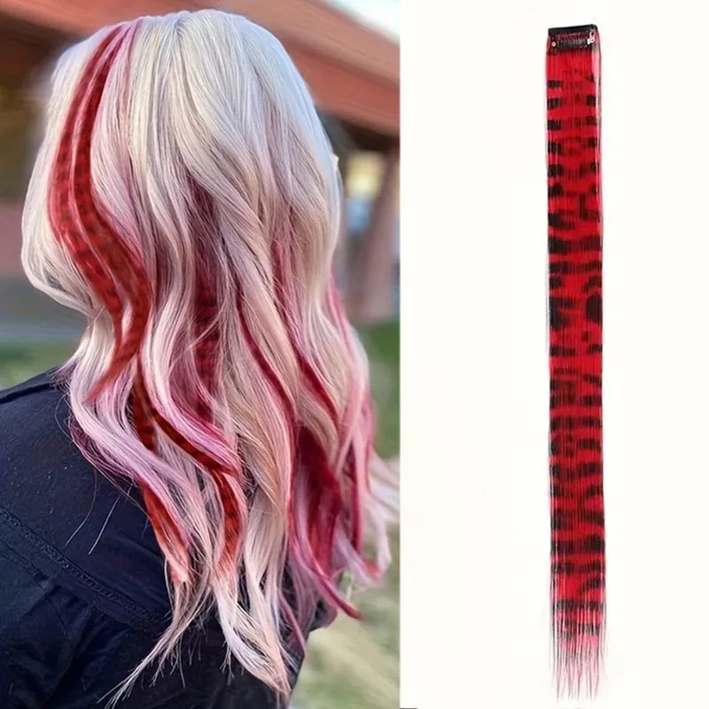 Rainbow Colored Feather Clip In Hair Extensions 18inch Synthetic Hair Piece Y2K Fashion For Women Girls Cosplay Party Halloween