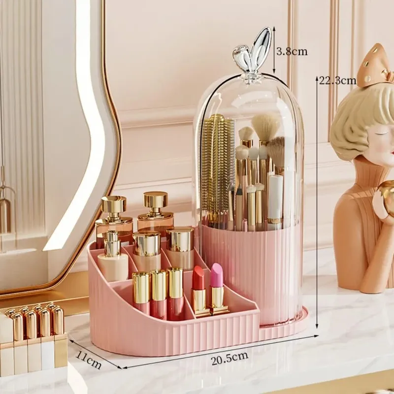 PP Makeup Brushes Storage Box 360° Rotating Large-capacity Drawer Storage Organizer Multi-compartment Dustproof