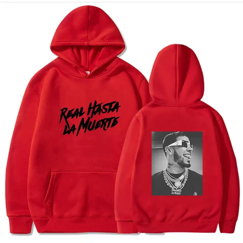 Anuel aa impresso hoodies moletom casaco real hasta la muerte casual agasalho traje das mulheres dos homens roupas anime pulôver com capuz — image 4