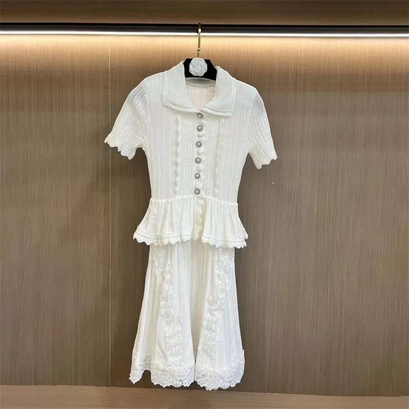 Y2K Summer New Arrival Elegant Knitted Mock Two-Piece Short Dress High-Quality Women's Fashion Casual Sweet Holiday Mini Skirt — image 7