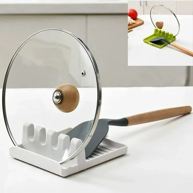 Supporto per coperchio per padella Supporta cucchiai Copri pentola Poggia spatola Supporto per utensili da cucina Utensili Accessori Organizzatore per fornelli — image 9