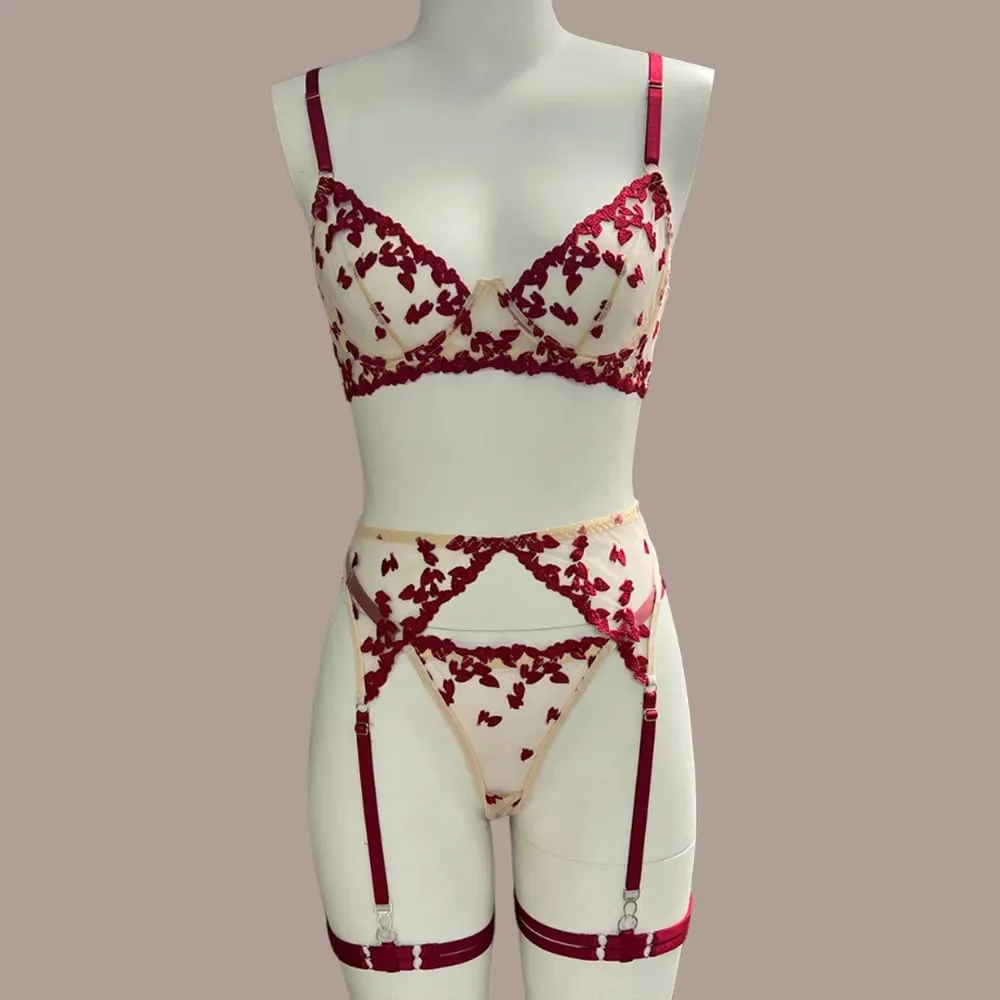 Ellolace lingerie sexy sem censura super quente renda bordado amor roupa interior sexy suspensórios atraente ver através da roupa bilizna
