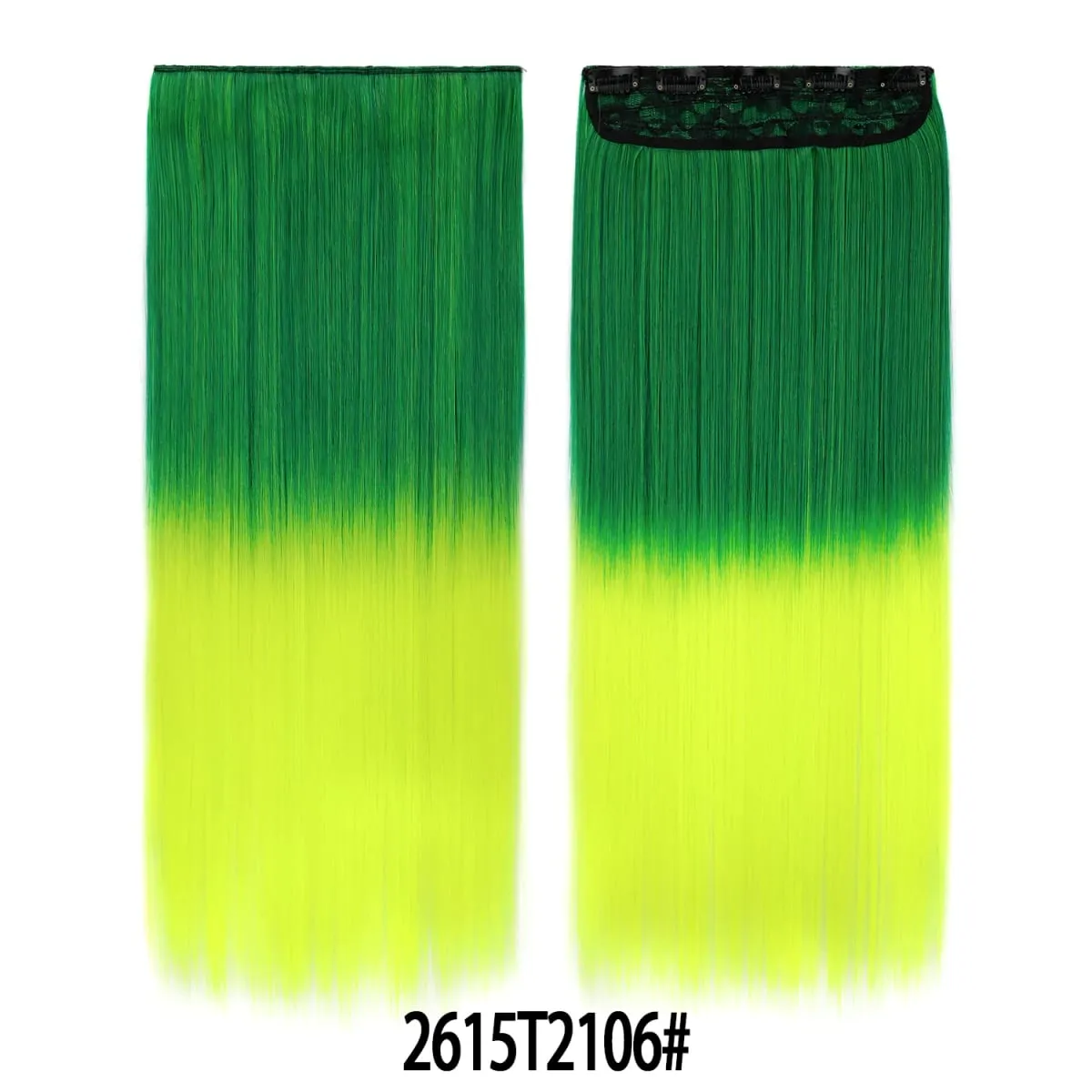 Jeedou Rainbow Hairpieces Clip In Hair Extension One Piece With 5Clips Ombre Color Straight Hair Wig For Girls Halloween Cosplay