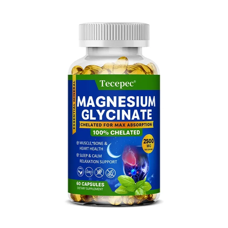 Suplemento de Glicinato de Magnésio Altamente Absorvido Suporta Relaxamento e Recuperação Muscular Biodisponibilidade Máxima 120 Cápsulas
