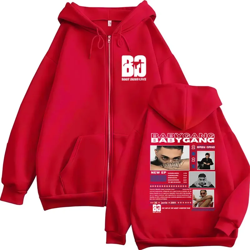 Rapper Baby Gang 2025 Album Dragkedja Hoody Herr Hip Hop Gothic Långärmad Zip Up Sweatshirt Vintage Oversized kappor Jacka Luvtröjor — image 5