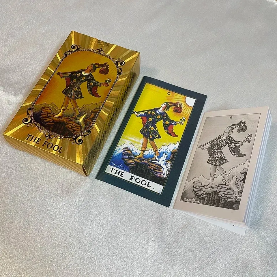 Golden Foil Tarot Cards Game Spanish English Bilingual Divination Deck with Guide Prophecy Oracle Reading Set for Beginners — image 6