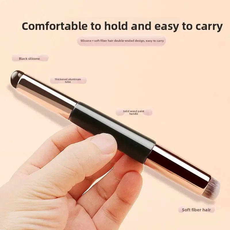 2-in-1 Dual-End Silicone Lip Brush Concealer Brush with Cap Portable Round Head Multi-Function Lipstick Makeup Brush Beauty Tool — image 3