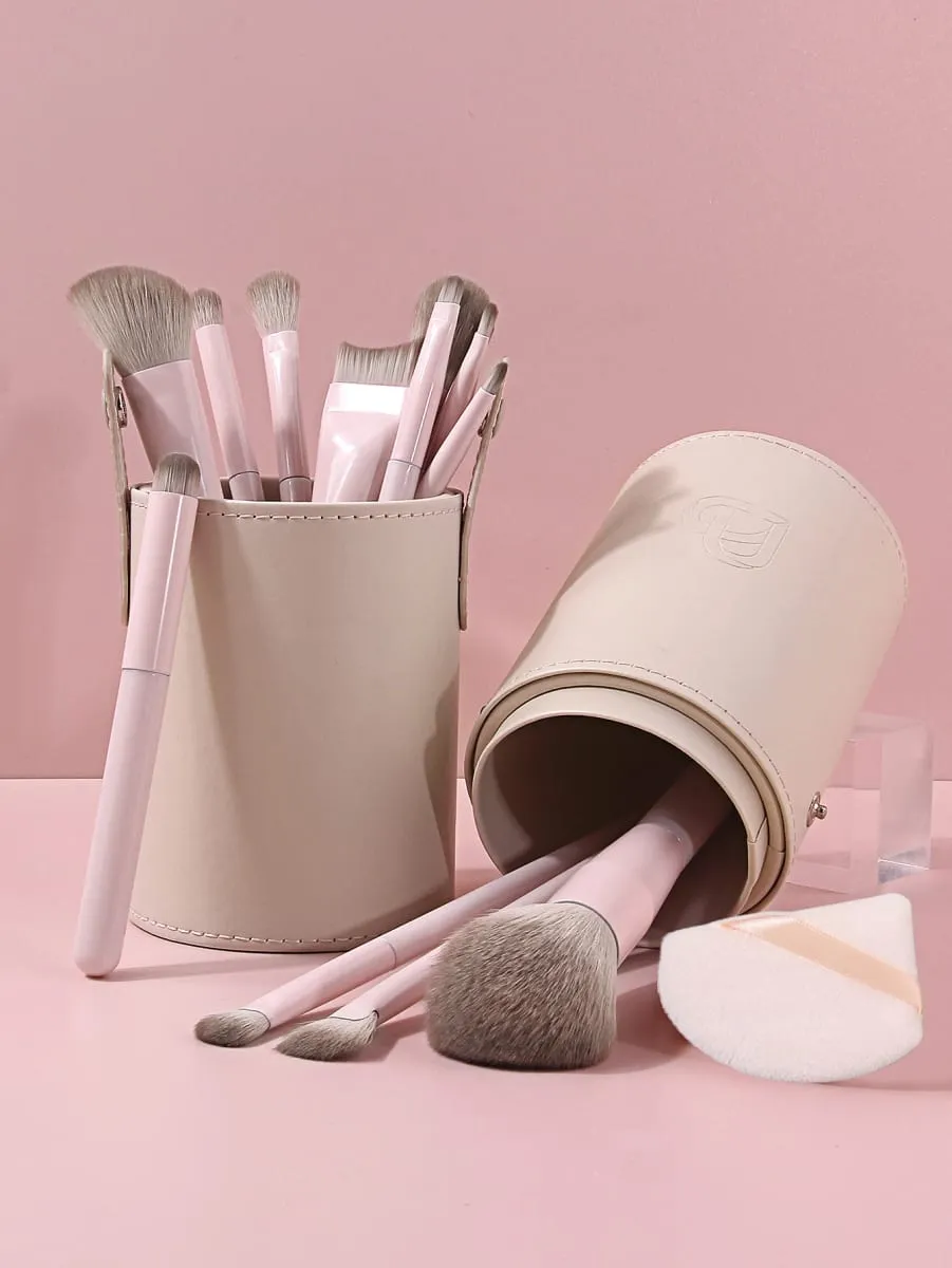 15Pcs Makeup Brushes Set with Storage Bucket & Triangle Powder Puff Foundation Blush Eyeshadow Contour Full Face Makeup Tools — image 6