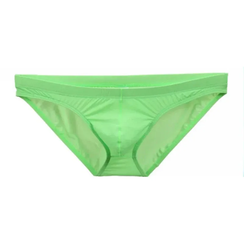 Calcinha de seda gelo masculina sexy roupa interior homem briefs ultra fino translúcido pênis bolsa cintura baixa cuecas lingerie — image 4