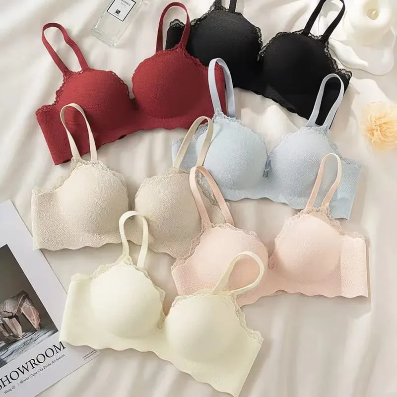 2025 Fashion Lace Thickened One-piece Seamless Push Up Lingerie Small Breast Gathering Comfortable Bra For Women — image 2