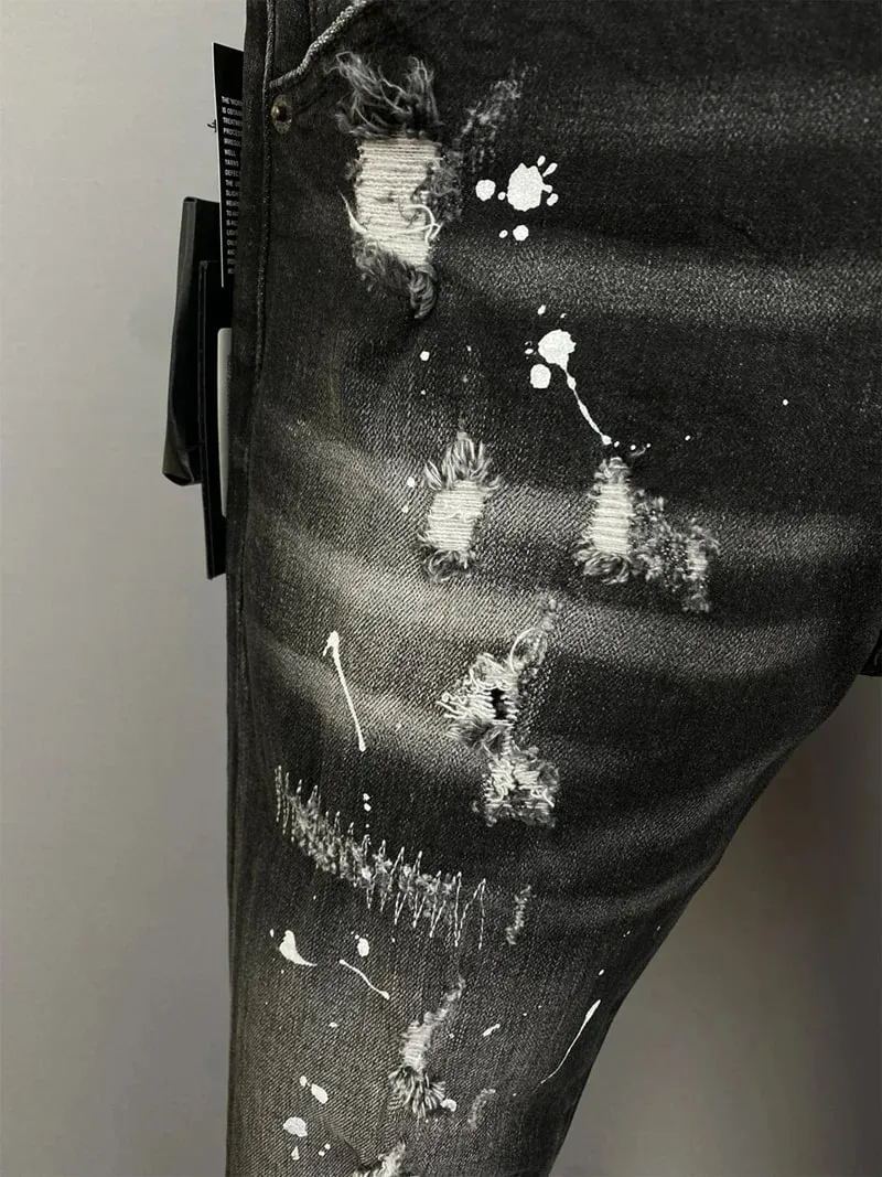 D2 Heren Jeans Denim Broek Gat Slanke Kokerbroek Metalen Knopen Feest Klassiekers Modieus Zwart DSQ2 JENAS — image 4